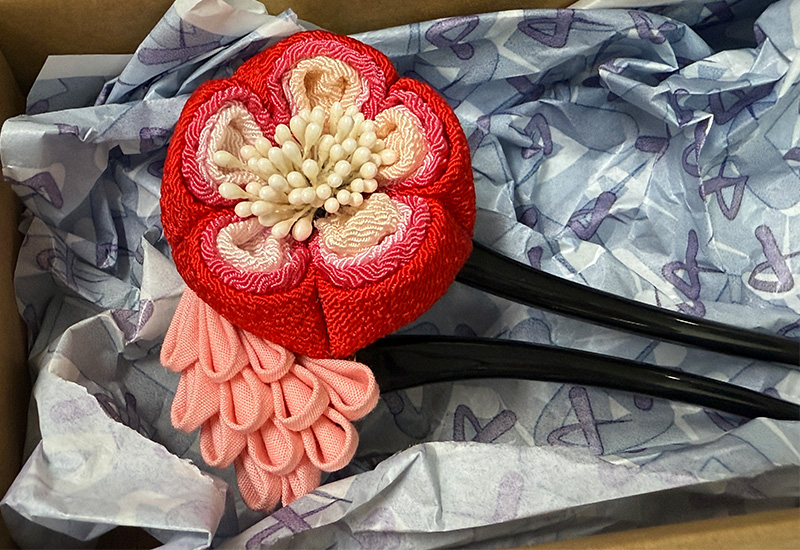 細工纏花單層繁花髮梳